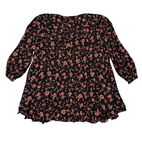 Free People Flower Fields Mini Dress Size Small Black Red Floral Flowy Buttons - Picture 2 of 11